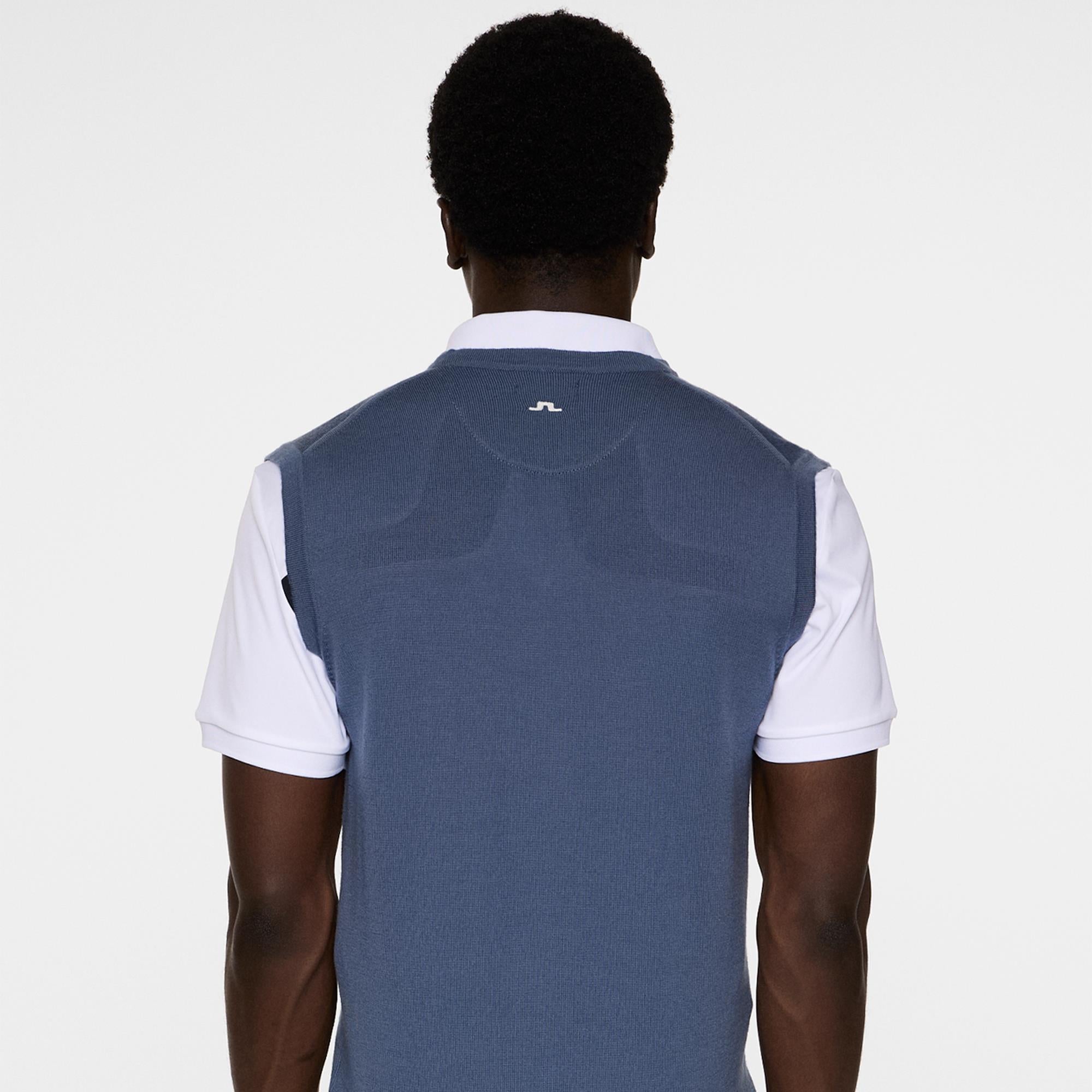 J Lindeberg Liam Knitted Mens Golf Vest Vintage Indigo